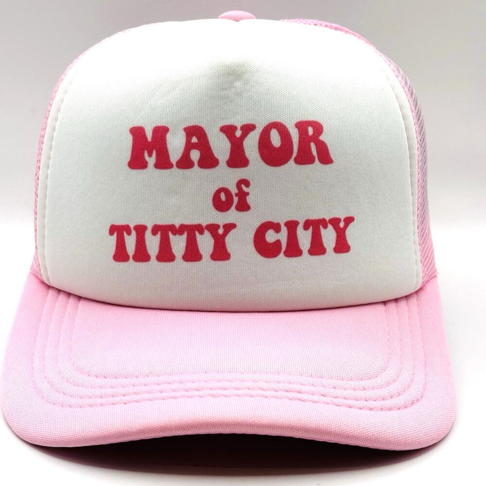 Funny Trucker Hat Mayor of Titty City Funny Hat Boobs American Boobies Cap